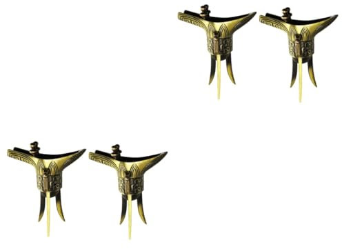 Hoement 4stücke Antike Bronze Trinkbecher Mit Beinen Chinesischer Kaiser Stil Kulturelle Artefakte Für Bürodekoration s Als Souvenir Oder