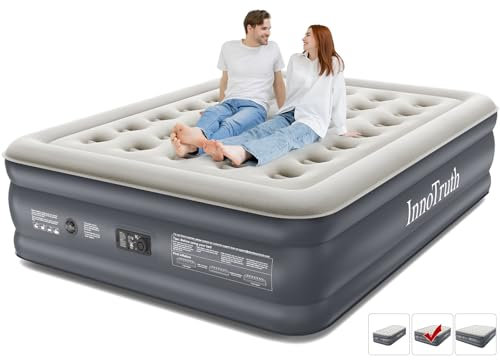 InnoTruth Air Mattress Queen with Built in Pump, Inflatable Mattress Blow up Mattress, Family Choice Award, 18 Colchones Inflables Air Bed for Guest & Home, Ideal for Camping, 650lbs, Gift for Mom