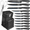 XYJ Juego de cuchillos de cocina de acero inoxidable con soporte, juego de cuchillos de cocina japoneses profesionales, cuchillo de trinchar, tijeras, cuchillo de carne, cuchillo de pan, cuchillo de