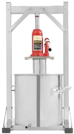 Fliuyr Presse à vin, 12 l, avec prise hydraulique, en acier inoxydable, pour fruits, fruits, viandes avec cric hydraulique et support pour raisins, fruits, viande