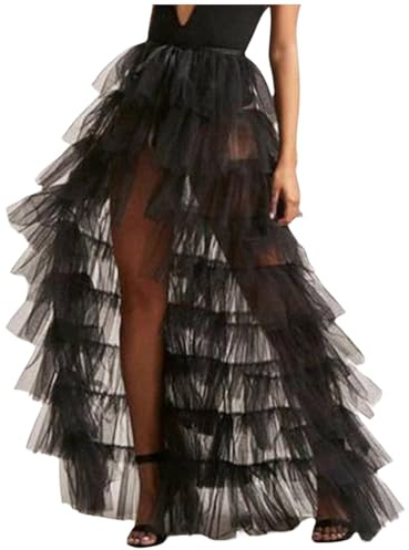 Vestido largo de tul de malla sexy para boda, fiesta, cóctel, vestido de novia, bailes de graduación, vendaje, vestido de malla, maxivestido de mujer, falda de tul en línea A, falda larga, Negro