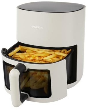 KASANOVA Luftfritös 4,5 l, 1 400 W, 8 matlagningsprogram, justerbar temperatur upp till 200 grader, manuell display, automatisk avstängning (kräm, digital modell)