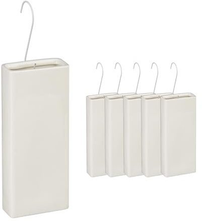 Relaxdays Luftfuktare radiator, uppsättning med 6, vattenavdunstare för uppvärmning, för hängning, keramik, rumsfuktare, kräm