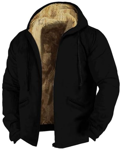 Sherpa fleecefodrad jacka för män – tjock varm vinterrock, vindtät huvtröja med dragkedja, tunga vinterjackor med dragkedja, vindtäta jackor för höst och vinter