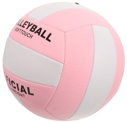 Toyvian Balón de Voleibol Suave Talla 5 para Interior, Entrenamiento y Competición, Material PU Resistente, Costuras a Máquina, Color Rosa, Balón de Práctica para Deportes en Sala