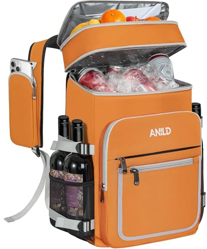 LASUK 40 burkar isolerad kylryggsäck 30 L, termoryggsäck stor | Läckagesäker vattentät picknickryggsäck kylväska, picknickväska lunchväska för camping, picknick, grill med mera