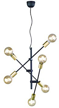Trio Leuchten 306700632 Cross A++ to E, Pendelleuchte, Metall, E27, Schwarz matt, 54.5 x 54.5 x 150 cm