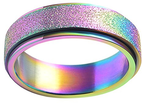 PAURO Mujeres & Hombres 2mm/4mm/6mm/8mm Acero Inoxidable Multicolores Acabado Arenado Lucky Worry Ring Band