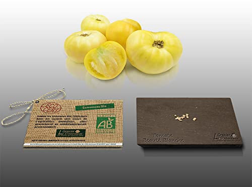 10 graines Bio à semer - Le Grenier d'Abondance - TOMATE Beauté Blanche - Certifié AB - Solanum lycopersicum