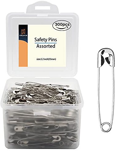 300 Stück Sicherheitsnadeln, 54 mm Sicherheitsnadeln, Sicherheitsnadeln, kleine Sicherheitsnadeln mit praktischer Box, Sicherheitsnadeln für Kleidung, Zuhause, Büro