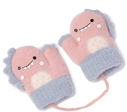 Volicph Baby Winter Handschuhe Kinder Winter Warme Gestrickte Fäustlinge Cartoon Fausthandschuh Halshandschuhe Warme Strickhandschuhe für Mädchen Jungen
