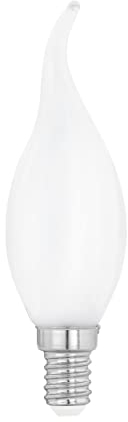 Eglo LED E14, bombilla color lechoso en forma de vela, 4 vatios (equivalente a 40 vatios), 470 lúmenes, luz de vela blanco cálido, 2700k, bulbo CF35, Ø 3,5 cm