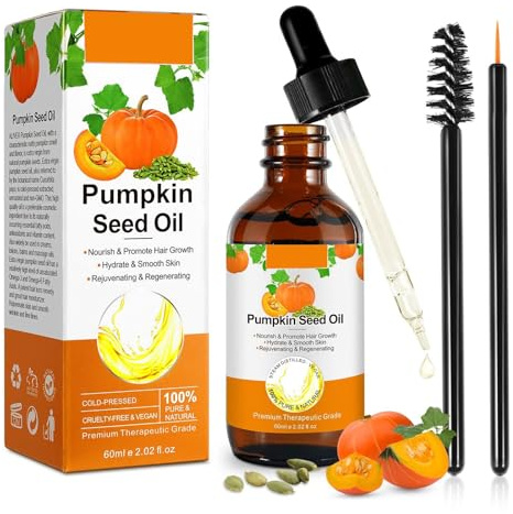 Kürbiskernöl für Haarwuchs, Pumpkin Oil for Haare, Hair oil for growth Vermeidung von Haarausfall und Förderung von Haarwachstum, für das Wachstum Wimpern, Bart, Nägel, Pflegt die Kopfhaut, 60 ml