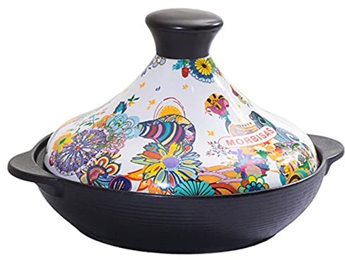 Adima Marokkanisch Tagine Topf, 1.6-2.2L Handgefertigt Keramische Töpfe Emailliert Tajine-Topf Kochgeschirr Mit Kegelförmigem Geschlossenem Deckel Zum Kochen,2.2L