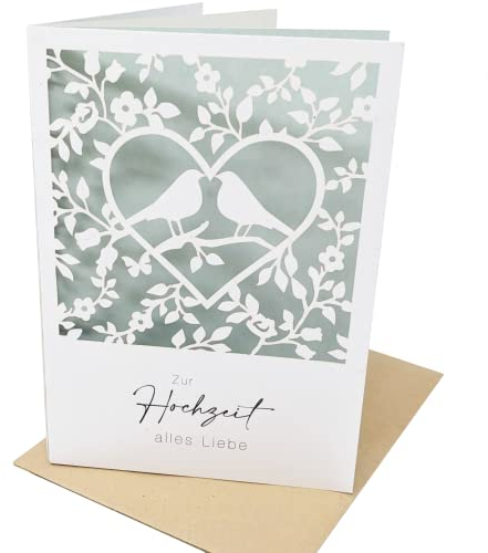 Stachelschwein Grusskarten Karte für Hochzeit - Detaillierte Papierschnitt Hochzeitskarte (Liebesvögel)