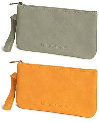 Small Makeup Bag for Purse PU Leather Mini Cosmetic Bags Waterproof Zipper Handbag Travel Make up Pouch with Compartments Versatile Storage Pouches (2 PCS)