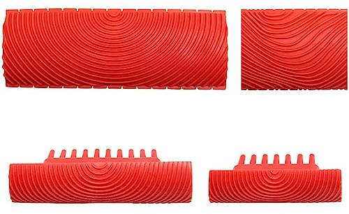 4Pcs Wood Pattern Painting Tool Imitation Wood Grain Painting Rubber Wood Graining Painting Kit Rubber Wood Grain Paint Roller for Home Wall(Red)
