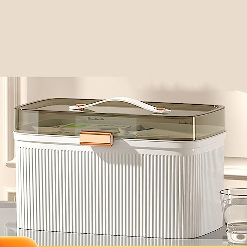 Tnfeeon Scatola dei Medicinali Cassetta di Pronto Soccorso Visibile Blocco di Sicurezza A Prova di umidità Durevole Doppio Strato Portatile per la Casa per Il Campeggio (Bianco)