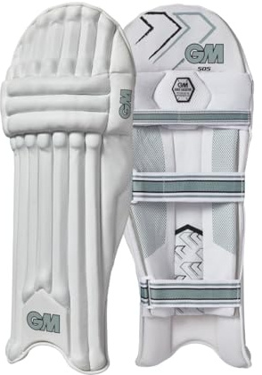 Gunn & Moore GM 505 - Cuscinetti per battuta da cricket, in cotone tradizionale e bastone, per destrorsi, 34,9 cm, peso circa 1,39 kg, 1 paio, colore: bianco