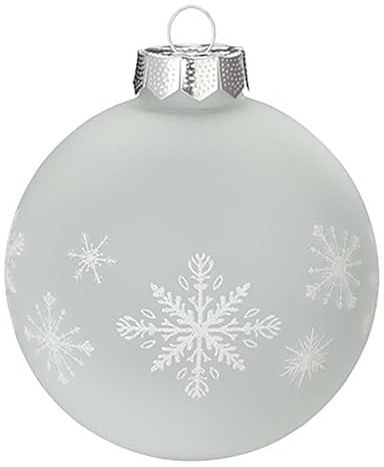 Inge Glas Weihnachtskugel verziert | Schmuckkugel einzeln mit Motiv | 8cm Christbaumkugel aus Glas (transparent matt mit Sternen)