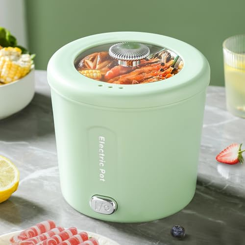 Zelarca Hot Pot Electric, 1L Mini Ramen Cooker, 450W Rapid Noodles Cooker, Multifunctional Electric Pot for Cooking Pasta, Soup, Portable Pots with Over-Heating Protection for Dorm, Office, Travel