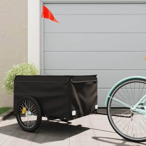 Remorque de Vélo, Remorque de Transport pour Vélo Chariot de Transport Boîte de Transport Remorque de vélo Noir 45 kg Fer