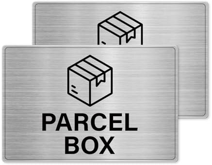 YIKIADA Parcel Box Sign Aluminium Self-adhesive 150 mm × 100 mm Waterproof Package Signage Reflective Delivery Packet Decorations for Home Office Shop Indoor Outdoor Pack of 2