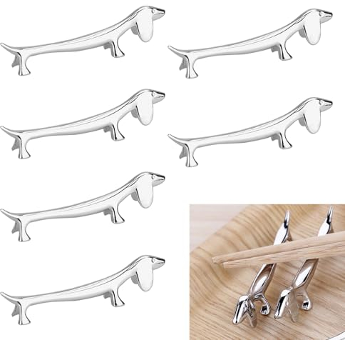 DECARETA 6er Set Legierung Essstäbchen Halterung Ablagen Stäbchen Halter Löffel Halter Gabel Messer Ständer Besteck Ablage Stehen Messer Abendessen für Löffel Spon Silber