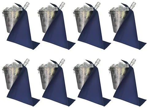 BottleCloths - Collezione Originale, Chiffons per Bottiglia per Secchielli del Ghiaccio, Cotone, 42 cm, Foro Angolare, Cerchio Cucito (Blu Reale, Confezione da 8)