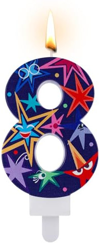 Zahlen Geburtstagskerzen, Partydekoration für Drinnen Dekorative Zahlenkerze Kuchenaufsatzkerze Partydekoration zum Thema Gefühle für Partyzubehör zum Geburtstag im Cartoon-Stil (Zahl 8)