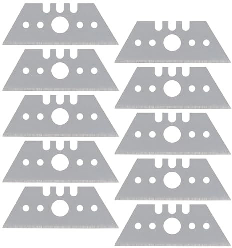 10 Hoja de Cuchillo,Hojas de Cuchillo Trapezoidal en Caja Dispensadora,Cuchilla Trapezoidal Profesional,Accesorios para Cúters de Cuchilla Trapezoidal-52 x 19 x 0,6 mm