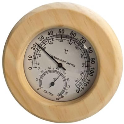 LOVIVER Hygromètre de Sauna, thermomètre hygromètre en Bois, jauge de température et d'humidité pour hôtel, Serre, Chambre de bébé, Blanc