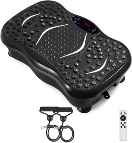 MAXSTRENGTH Macchina per esercizi con piastra vibrante, 99 livelli di intensità e 5 programmi, allenamento completo per tutto il corpo, attrezzatura per il fitness a casa con altoparlanti Bluetooth e