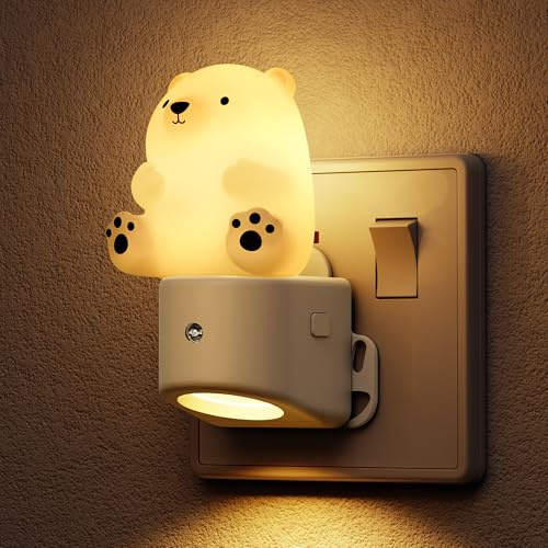 LOHAS-LED Night Light, 3D Bear Night Light Plug in Wall, Dusk to Dawn Sensor, RGB + Warm White 3000K, Baby Nightlight for Hallway, Nursery, Bedroom, Kids Room, Toddler