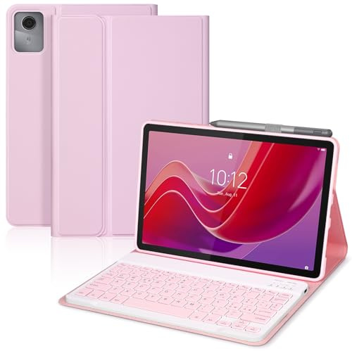 KTOITION Custodia con Tastiera per Lenovo Tab M11 (TB330/TB331) 2024, Rimovibile Bluetooth Tastiera Italiana per Lenovo M11 Tablet 2024 11 Pollici (Rosa)