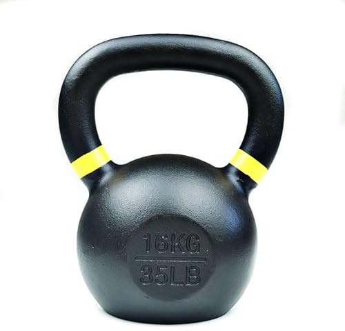 Kettlebell Hierro Fundido 16kg Viok Sport – Pesa rusa de hierro fundido Negra, base plana – Entrenamiento funcional & gimnasio en casa