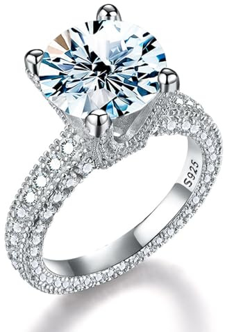 Diamantring, 5ct for kvinnor D-färg VVS1 925 sterlingsilver diamantförlovningsringar for