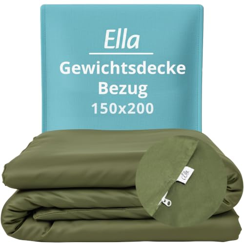 Ella Housse de Couette 150x200 cm pour Couverture Lestée Adulte - 100% Coton - Idéale pour couvertures pondérées de 7 kg et 9 kg - Vert Olive
