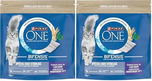 PURINA ONE SPÉCIAL Chat STÉRILISÉ Croquettes Lieu Noir 1,5kg (Lot de 2)