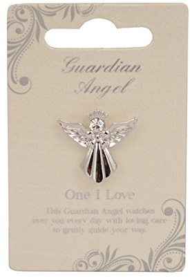 Guardian Angel Broche de insignia de ángel con acabado plateado para alguien especial, pin de solapa con diamantes de imitación para hombres y mujeres, traje de esmoquin y sombrero de corbata, regalo