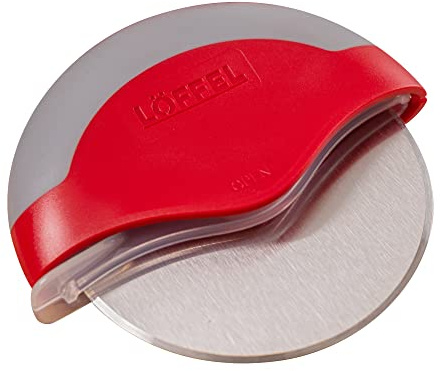 LÖFFEL Premium Pizza Cutter Wheel - Slicer with Protective Blade Guard - Razor Sharp Stainless Steel - Easy to Clean & Detachable Slicer - Round Shaper With Cover & Slip Resistant Handle