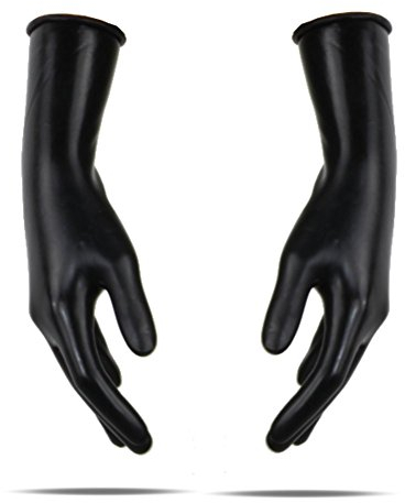 100% Latex rubber Latex Handschuhe kurz 0,6mm schwarz getaucht (FS) (xl)