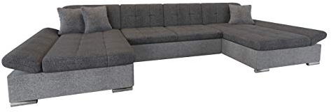 Mirjan24 Ecksofa Alia mit Regulierbare Armlehnen, 2 Bettkasten und Schlaffunktion, U-Form Eckcouch vom Hersteller, Sofa Couch Wohnlandschaft (Lux 05 + Lux 06 + Lux 05)