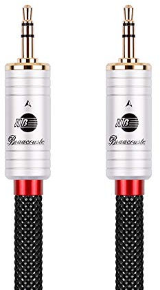 BOAACOUSTIC JIB Aux Kabel 3,5mm Klinkenkabel Auto Audio Kabel Klinke auf Klinke Nylon Geflochtenes Hochwertige, für Kopfhörer, Auto, Handy, PC, Lautsprecher, Stereoanlagen, MP3-Player 1.5M