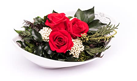 Rosen-Te-Amo | regalo festa della mamma | rose rosse eterne profumate in elegante vaso in ceramica | scatola regalo dal design raffinato || Composizioni artigianali rosa eterna| regalo donna