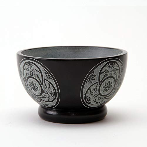 Bitto Coupelle à encens Encensoir Mandala Fair Trade en Softstone, H: 8 cm, Ø 12,5 cm