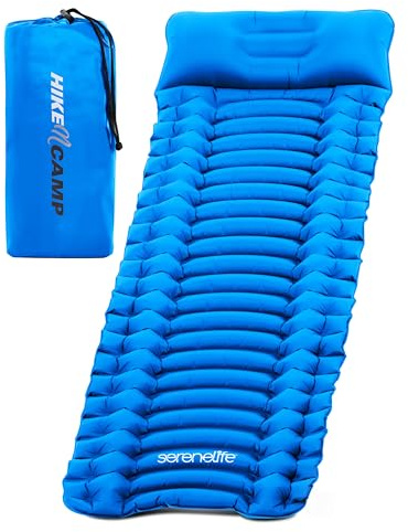 SereneLife Sleeping Pad for Camping - Compact Sleeping Mat with Quick-Inflating, Lightweight, and Tear-Resistant Backpacking Air Mattress with Carrying Bag for Camping, Backpacking, Hiking