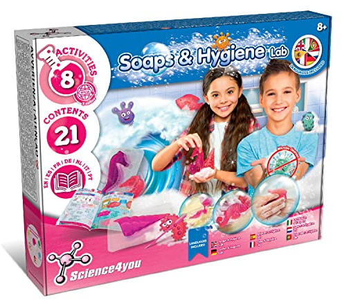 Science4you - Seife Selber Machen Set für +8 Jahre - Macht Seifen und Glitzerseife mit Seifenform Stern, Chemiebaukasten mit Experimente fur Kinder, Lernspiel und Geschenk fur Kinder 8-14 Jahren