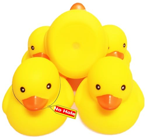 3 inch Kalafona Rubber Yellow Ducks/ Ducky No Hole Waterproof No Squeak Bath/Pool/Water Float Toy Stuffed with Sealed Plug Without Hole for Kids in Bulk