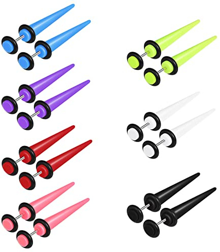 MicVivien 7 Paires Punk Acrylique Boucles d'oreilles Homme Femme - Pointes Revisser Bouchon Jauge d'oreille Piercing Taper Faux Cheater Fake Plugs